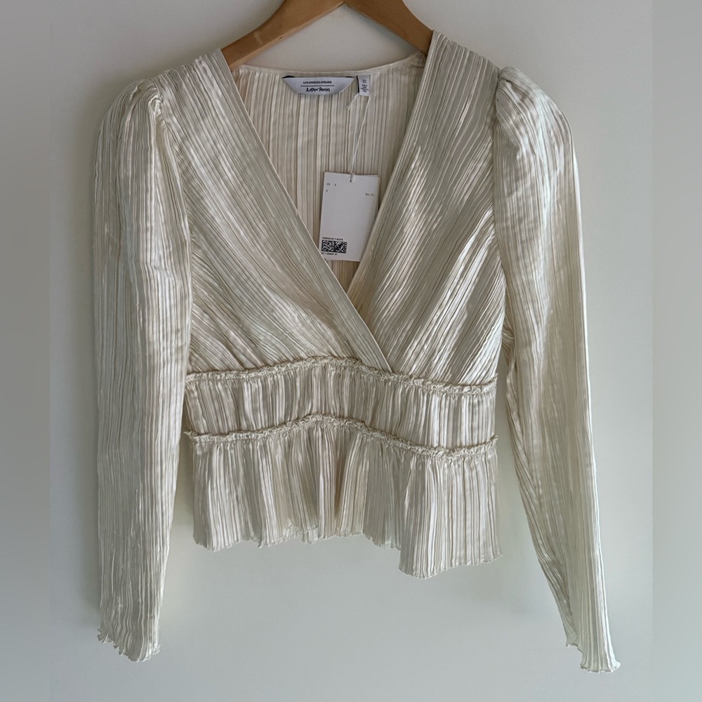& Other Stories Cream Pleated top
